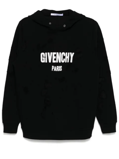 Givenchy logo-print distressed hoodies