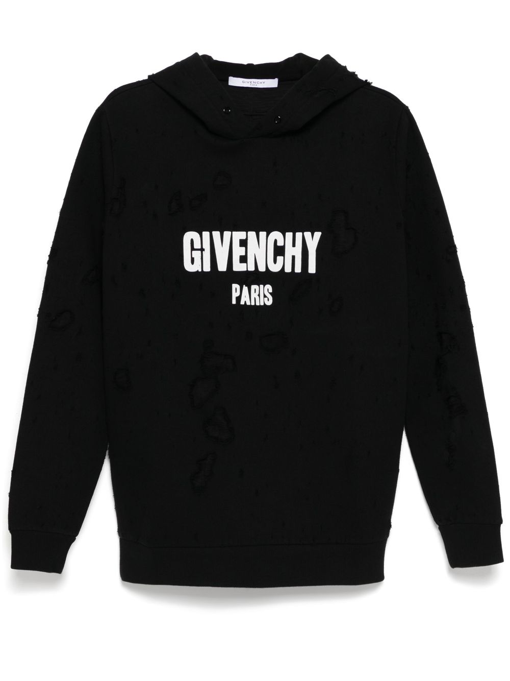 Givenchy distressed logo-print hoodies - Black