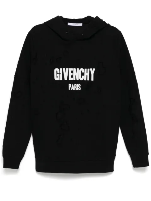Givenchy distressed logo-print hoodies