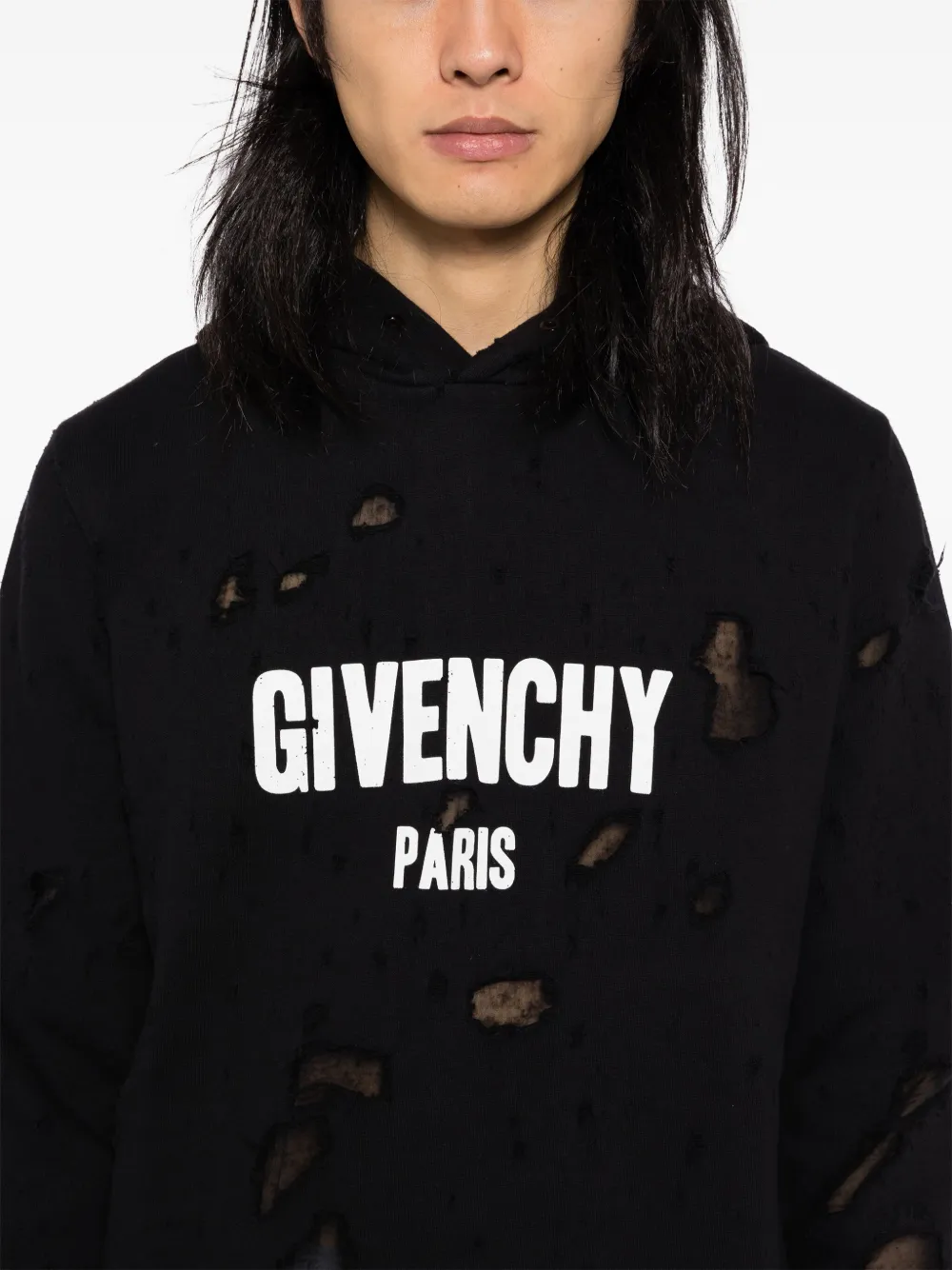 Givenchy Gerafelde hoodie met logoprint Zwart