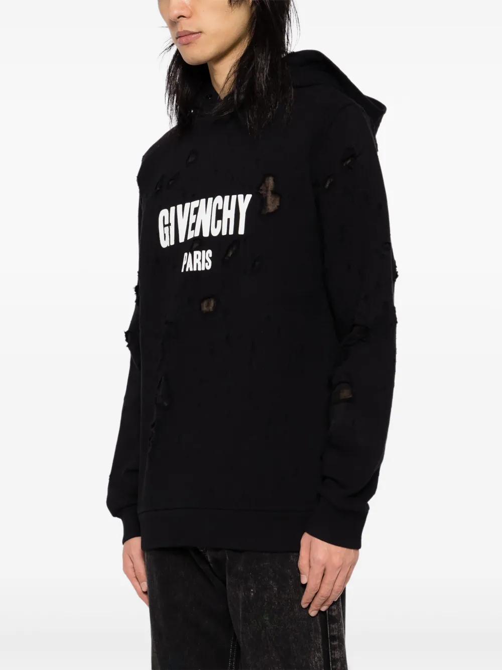 Givenchy Gerafelde hoodie met logoprint Zwart