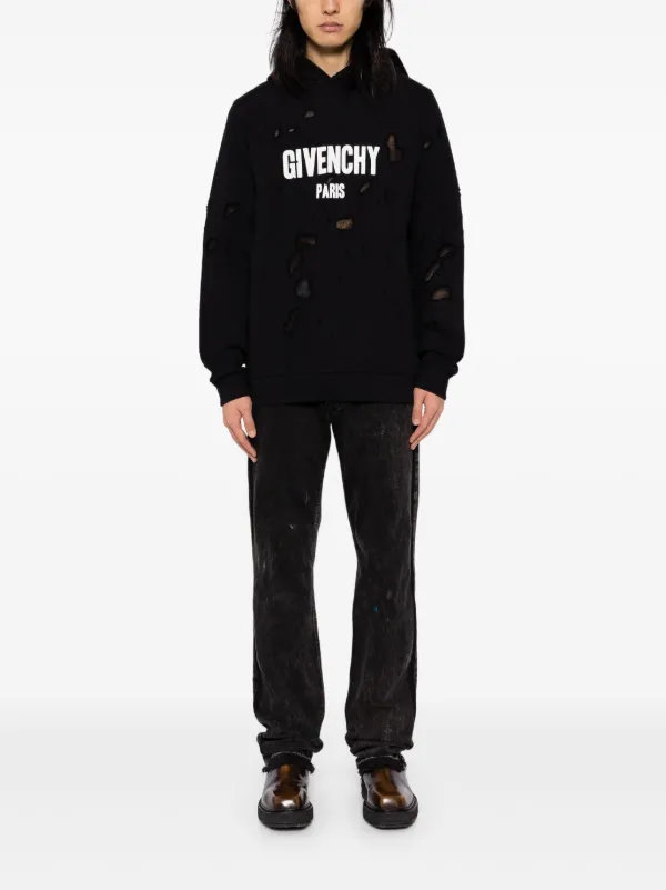 Givenchy Distressed logo-print Hoodies | Black | FARFETCH