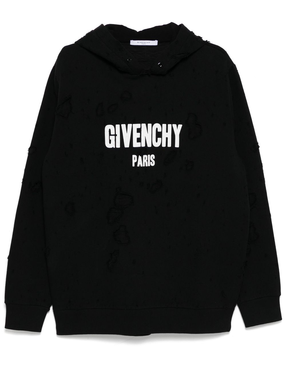 Givenchy distressed logo-print hoodies - Black