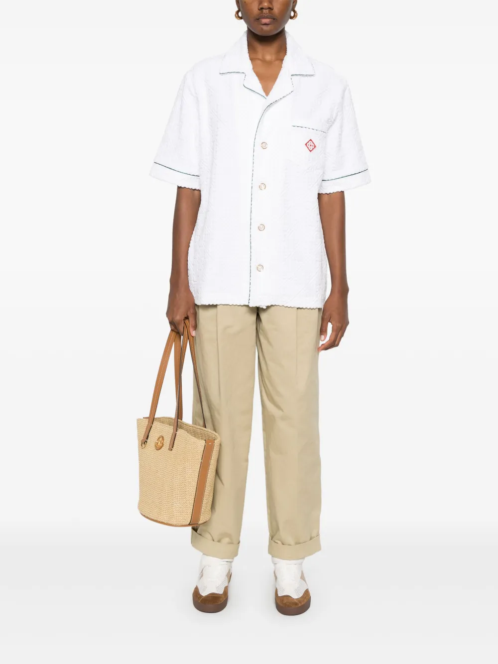 Casablanca Badstof shirt met monogram-reliëf Wit