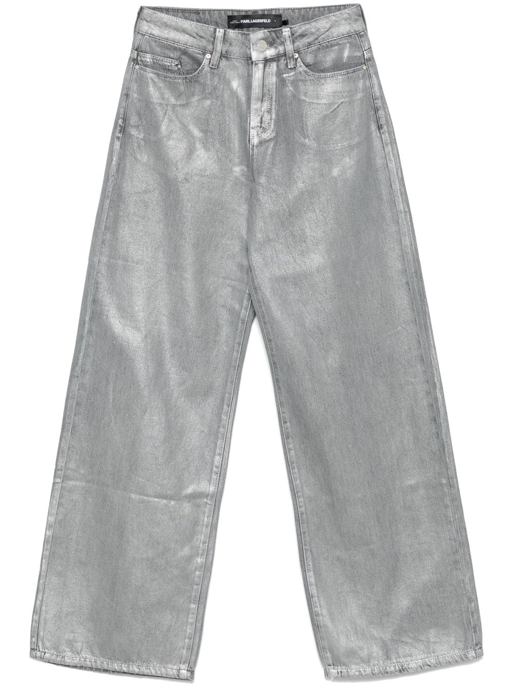 wide-leg metallic jeans