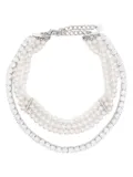 Self-Portrait faux-pearl necklace - Grey