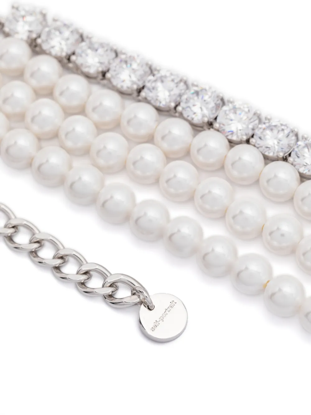 Self-portrait Faux-pearl Necklace In 灰色