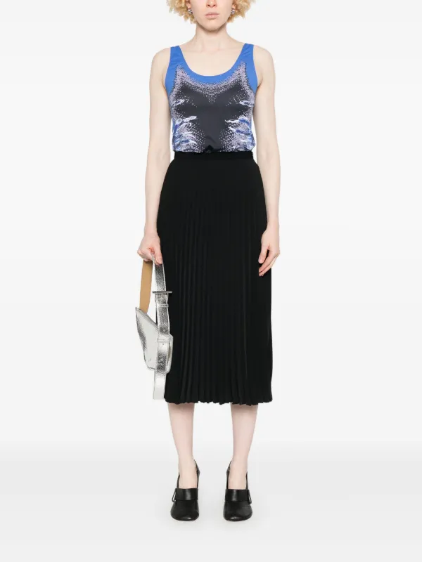 MM6 Maison Margiela Pleated Midi Skirt | Black | FARFETCH