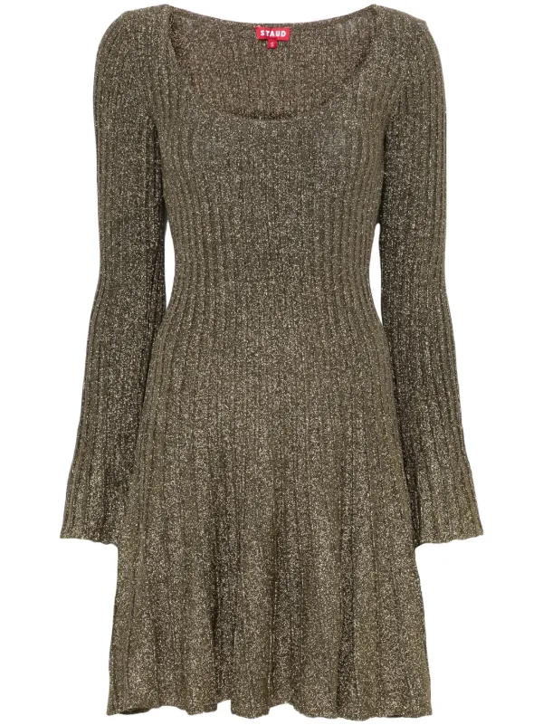 STAUD Metallic Gold Raquel Dress Metallic Gold / M