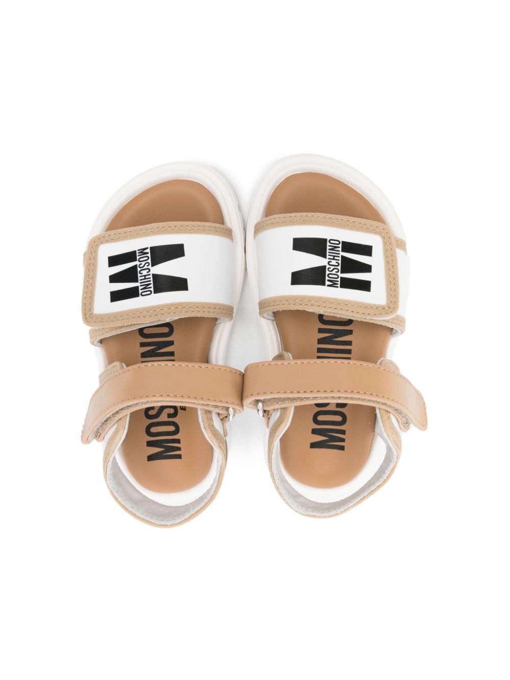 Moschino Kids Sandalen met logoprint Wit