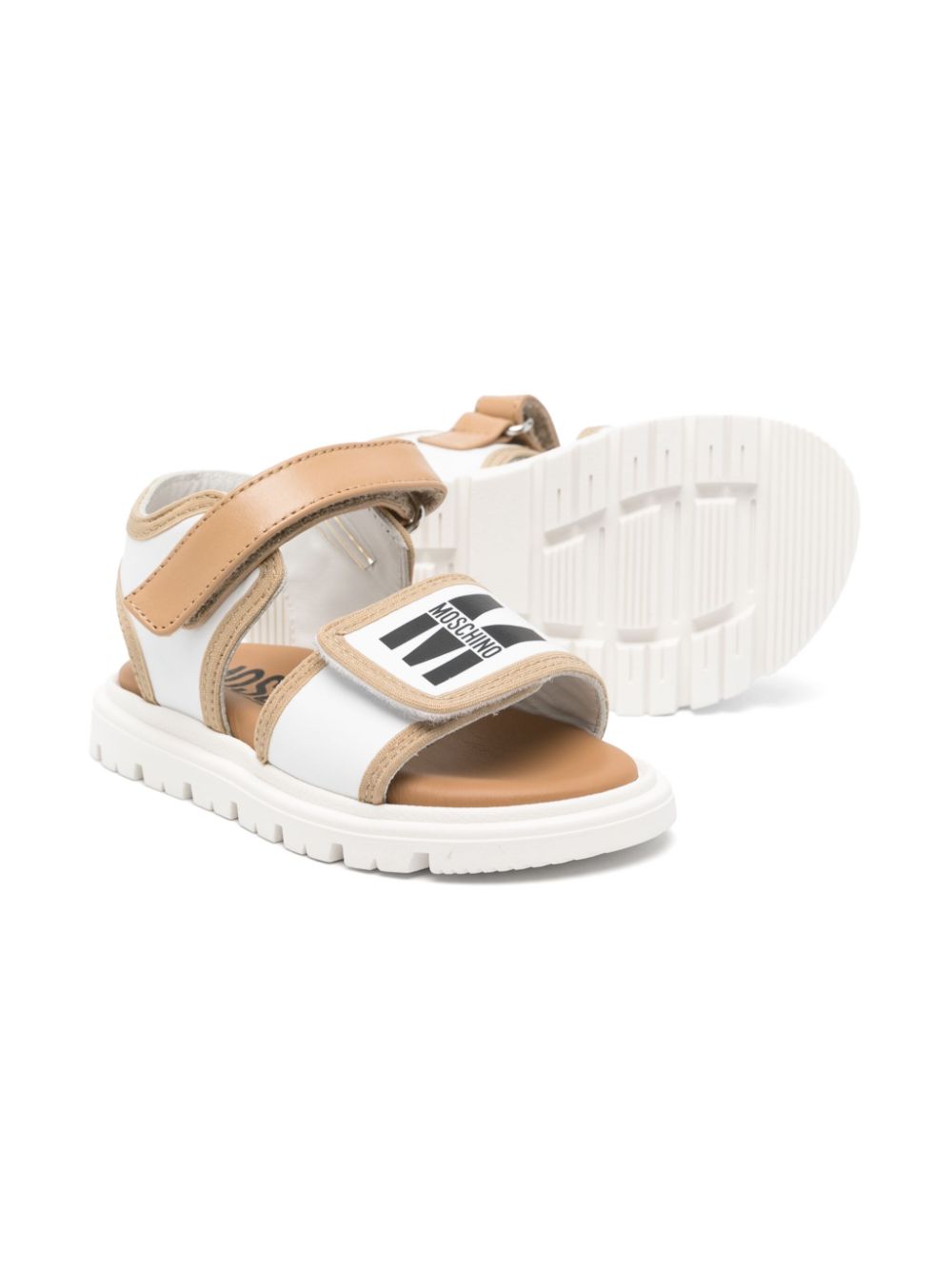 Moschino Kids logo-print sandals - Wit