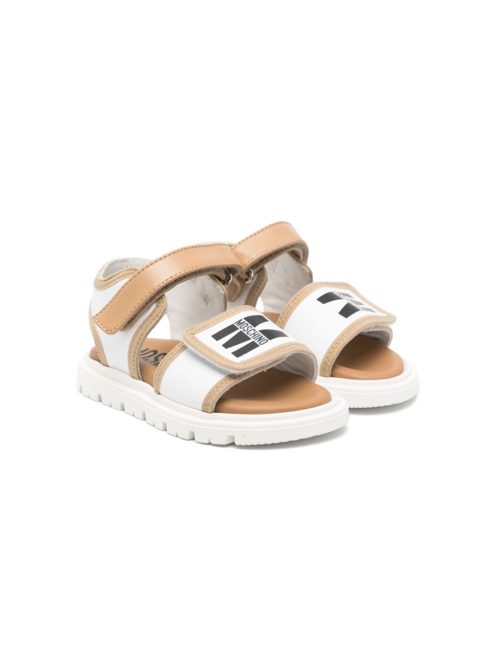 Moschino Kids Sandalen met logoprint Wit