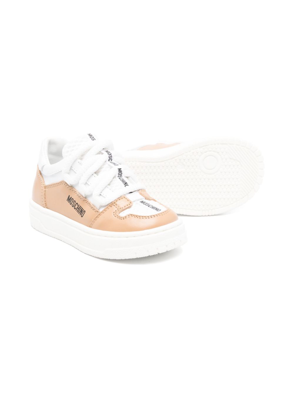 Moschino Kids Sneakers met colourblocking - Bruin