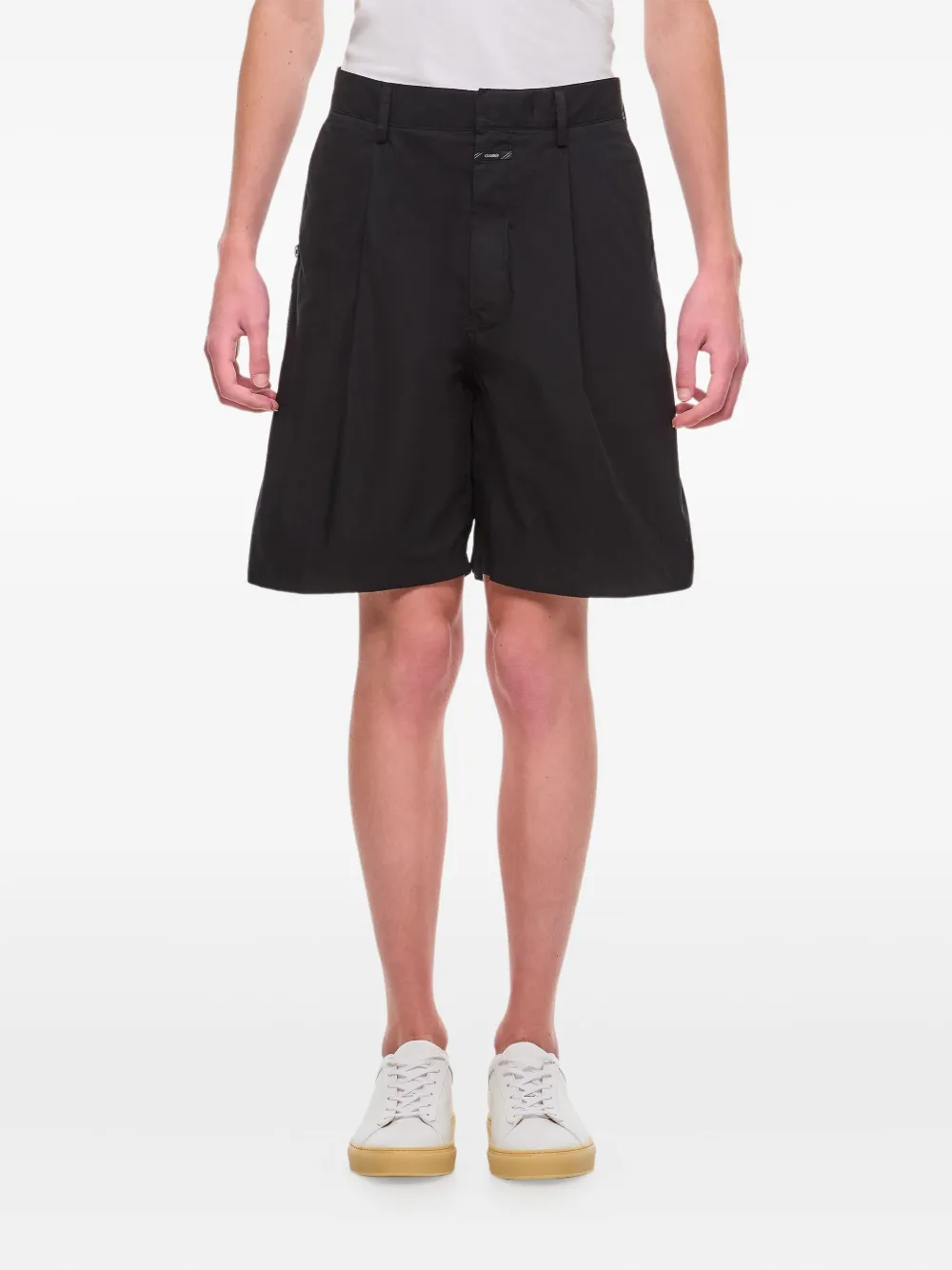 pleated cotton shorts