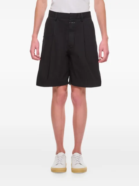 Closed pleated cotton shorts