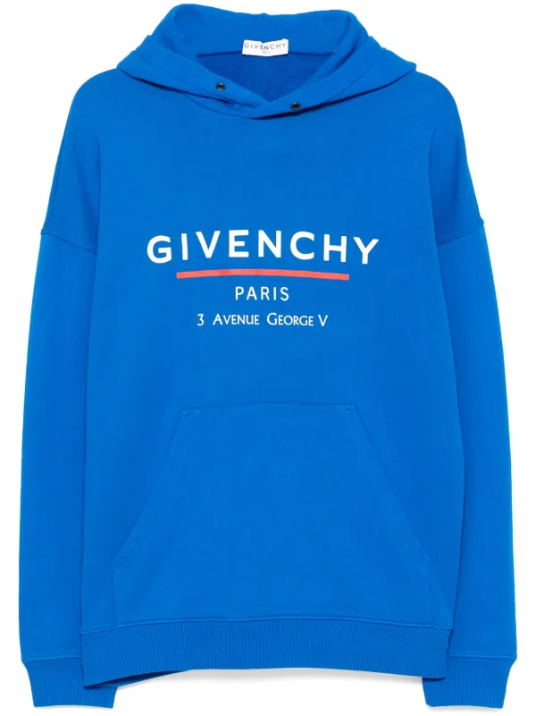 3504【人気・美品】ポルトガル製 ジバンシー センターロゴ スウェットパーカー Givenchy ロゴ パーカー | ブルー | FARFETCH JP