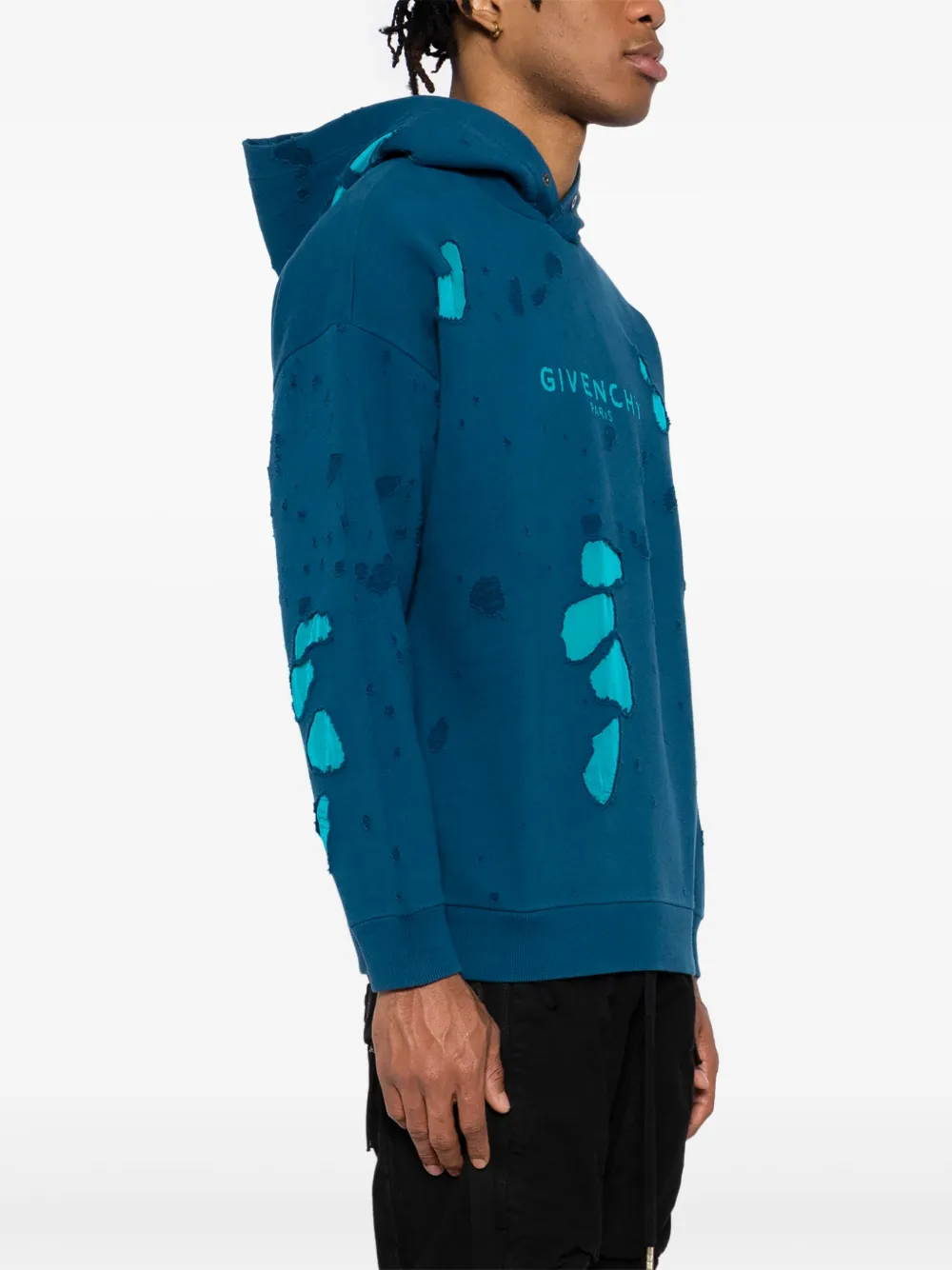 Givenchy Gerafelde hoodie met logoprint Blauw