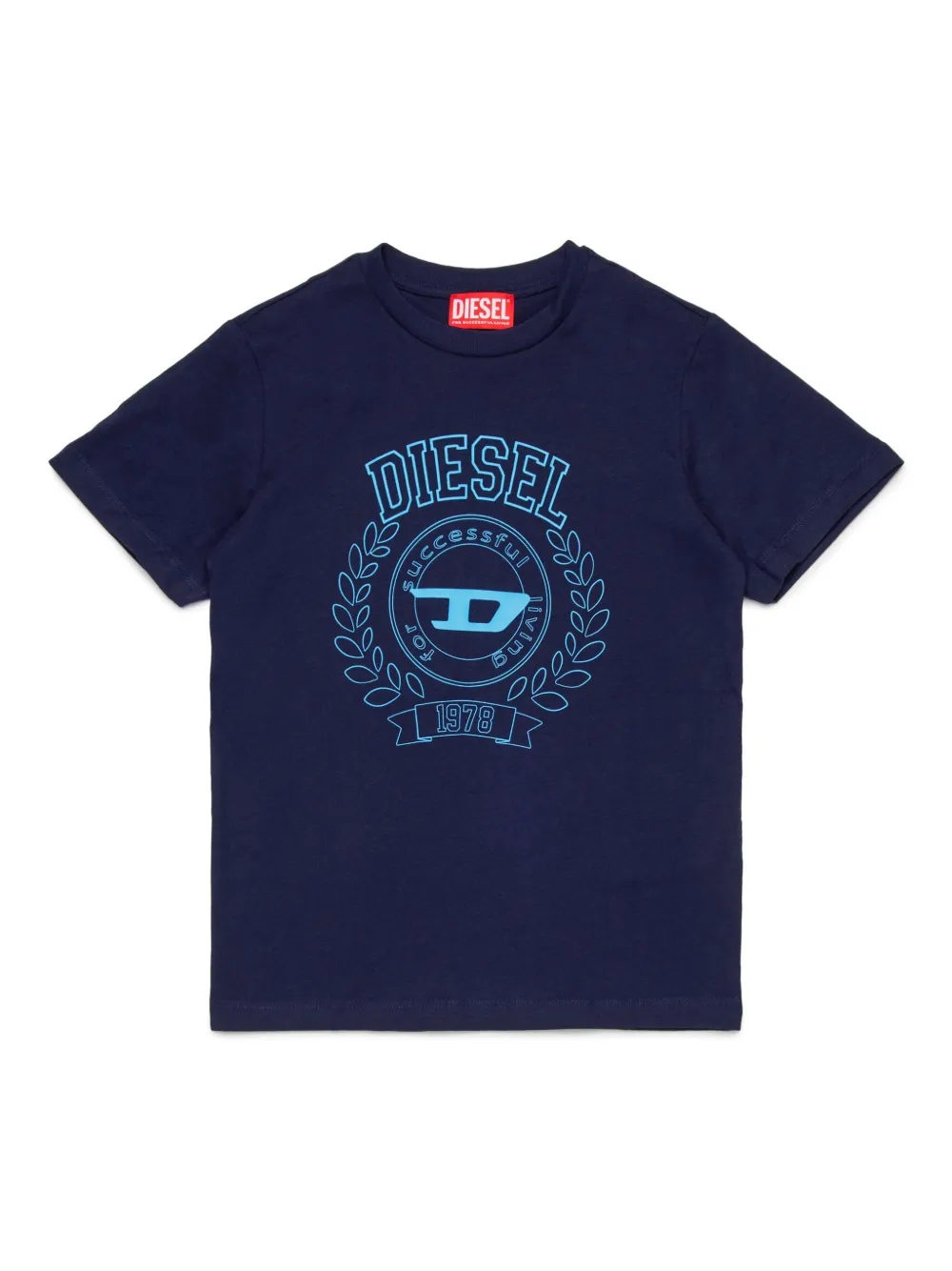 Diesel Kids T-shirt met geborduurd logo Blauw