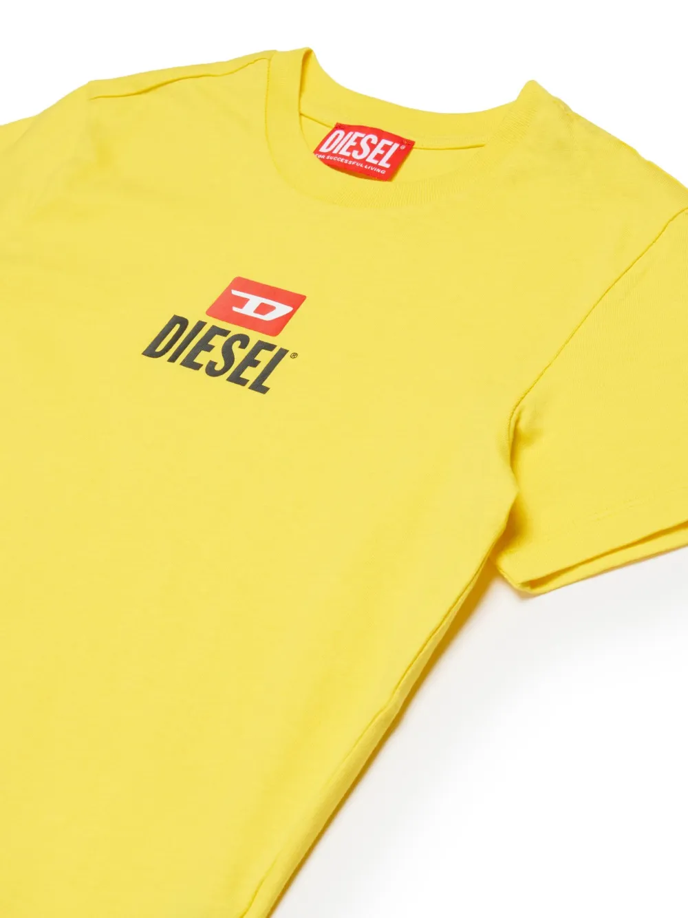 Diesel Kids D-Diesel T-shirt met logoprint Geel