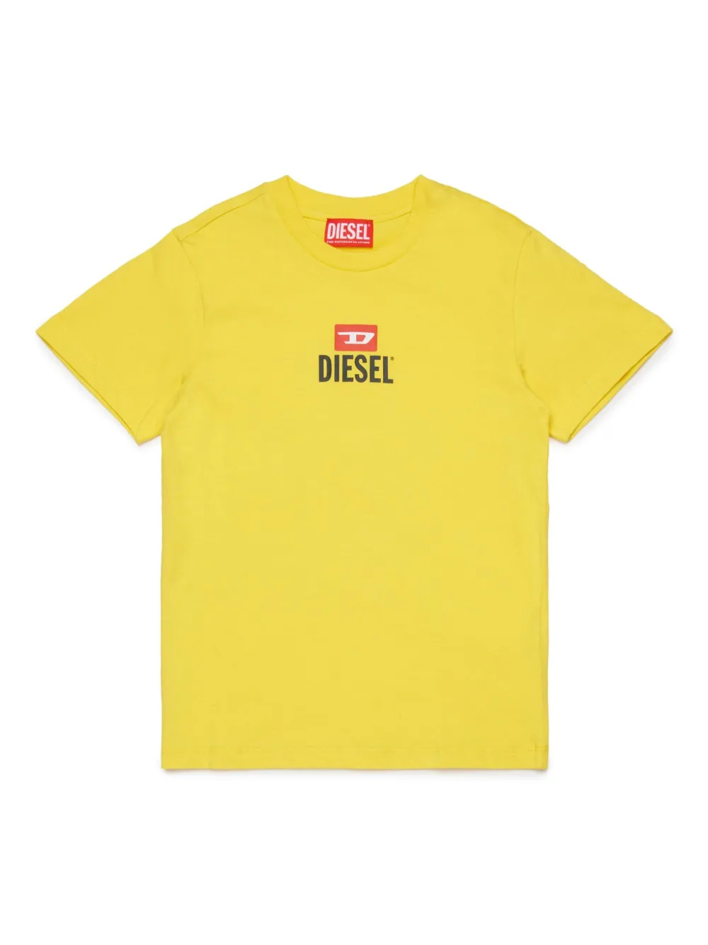 Diesel Kids D-Diesel T-shirt met logoprint Geel