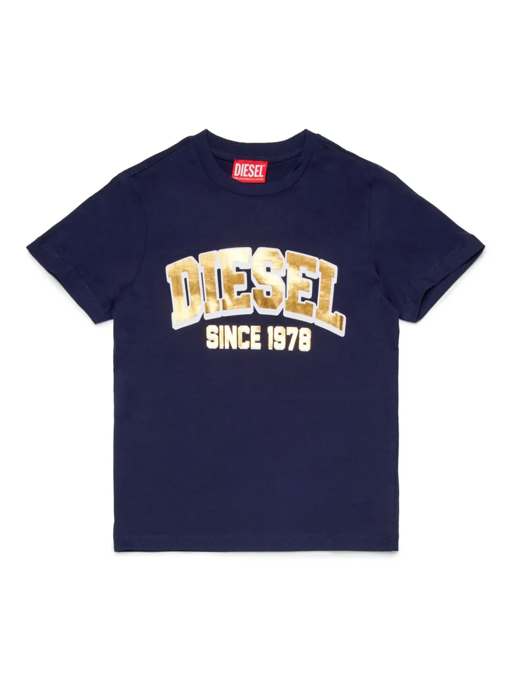 Diesel Kids Katoenen T-shirt met logoprint Blauw