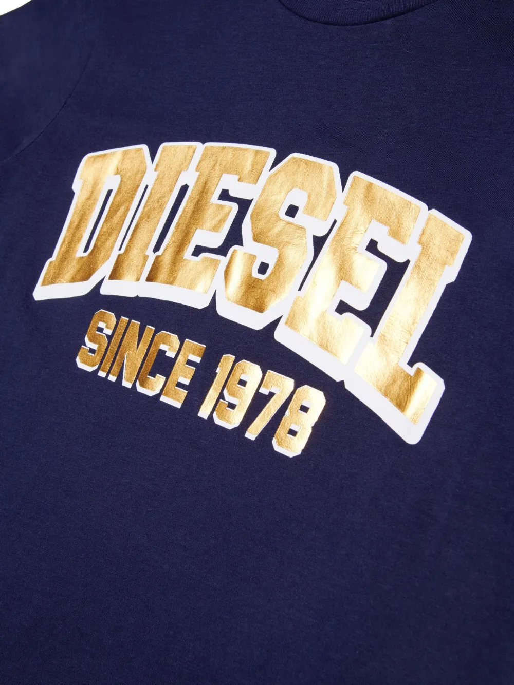 Diesel Kids Katoenen T-shirt met logoprint Blauw