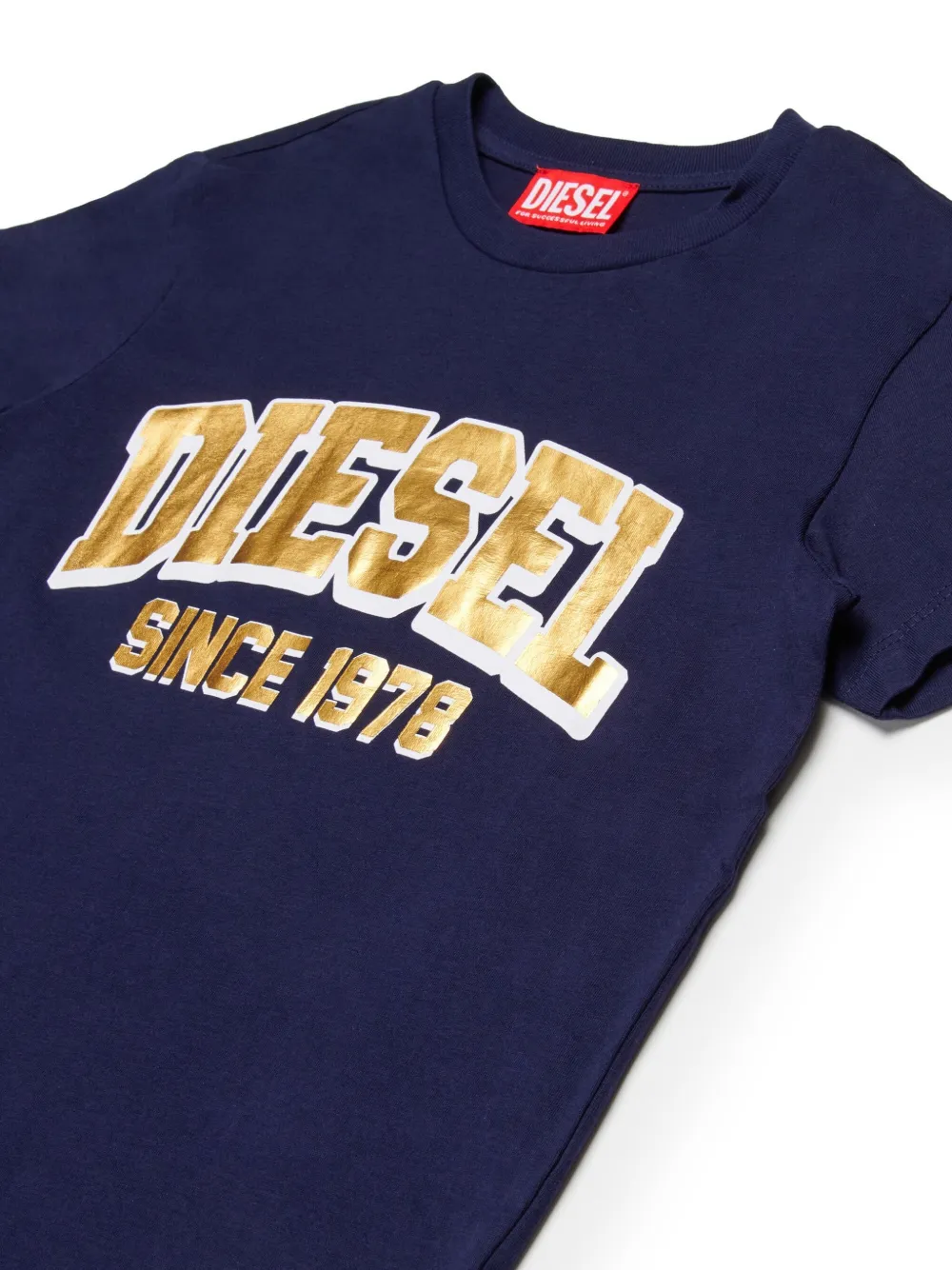 Diesel Kids Katoenen T-shirt met logoprint Blauw