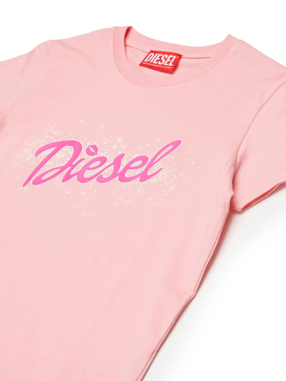 Diesel Kids Katoenen T-shirt met logoprint Roze
