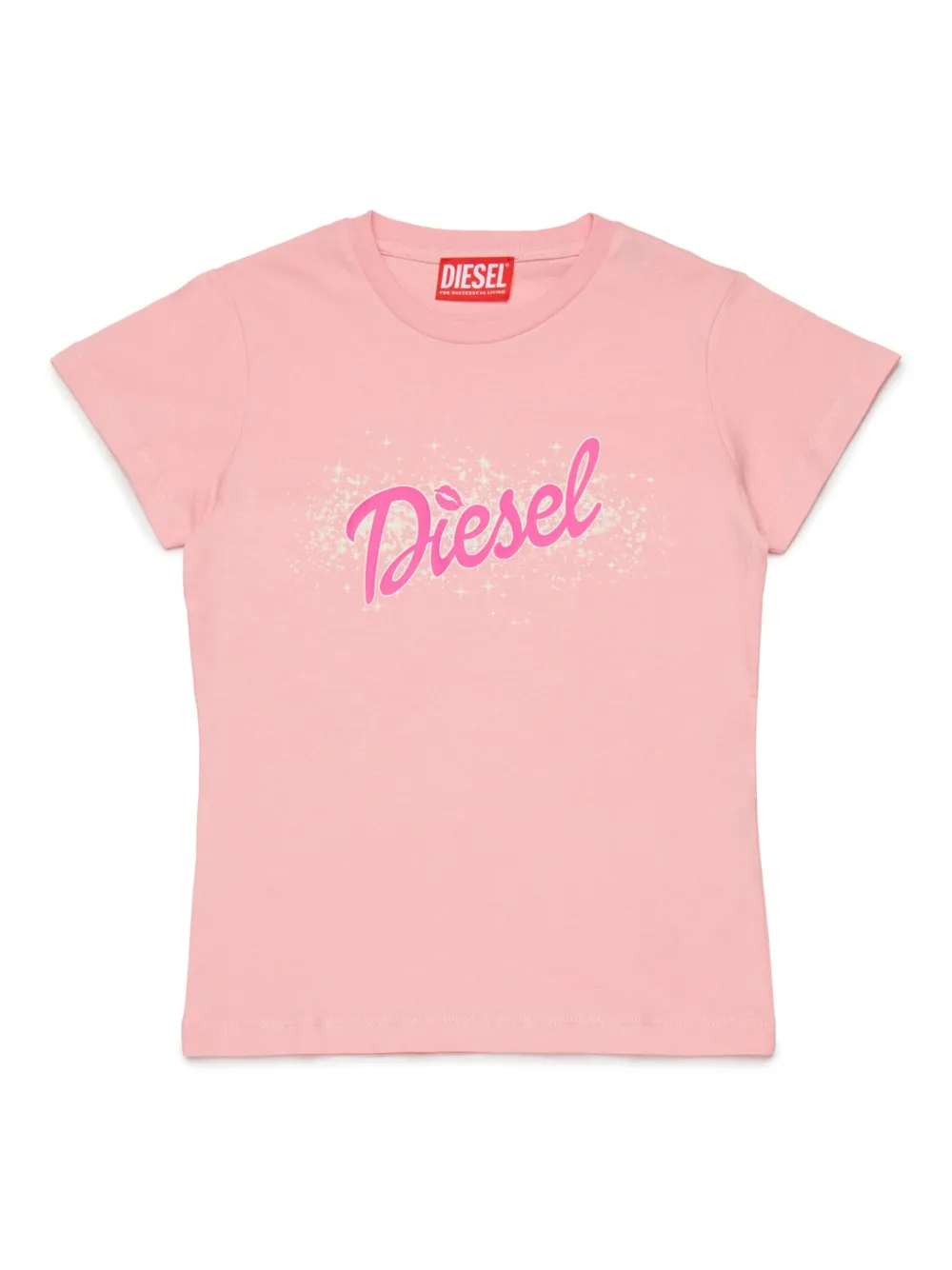 Diesel Kids Katoenen T-shirt met logoprint Roze