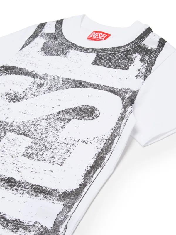 logo-print two-tone T-shirt 