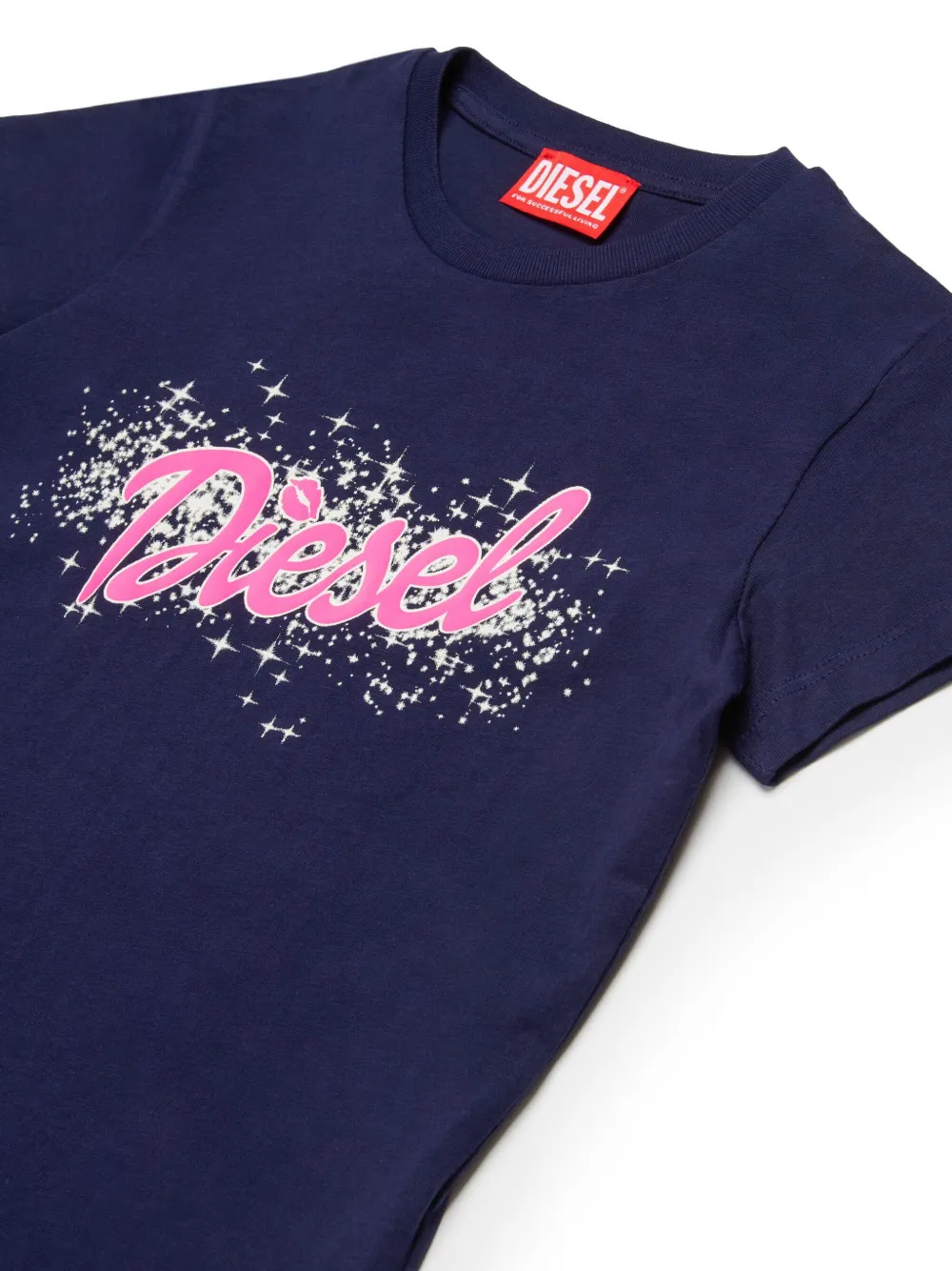 Diesel Kids Katoenen T-shirt met logoprint Blauw