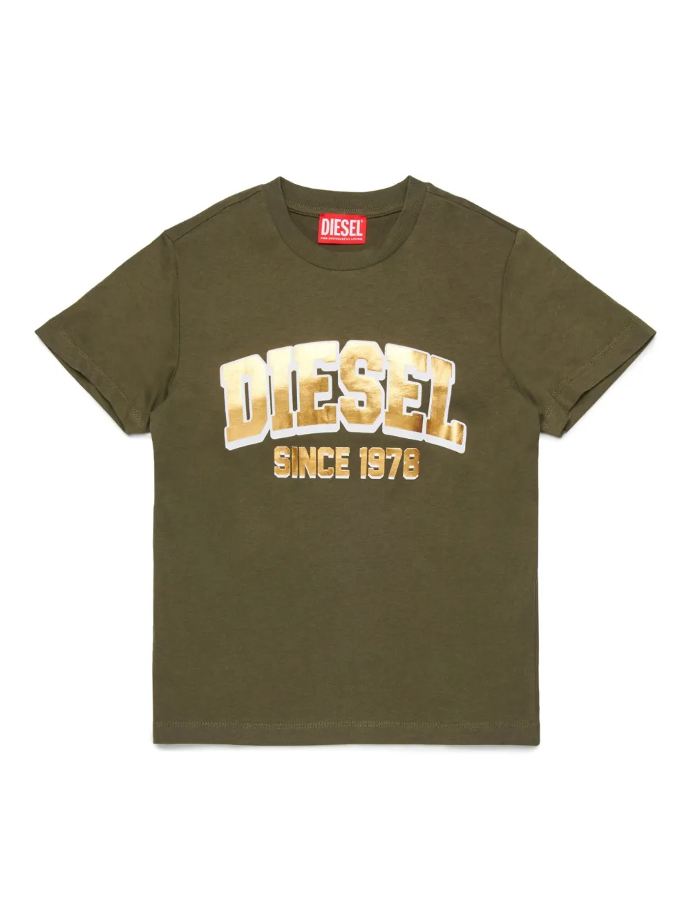 Diesel Kids Katoenen T-shirt met logoprint Groen