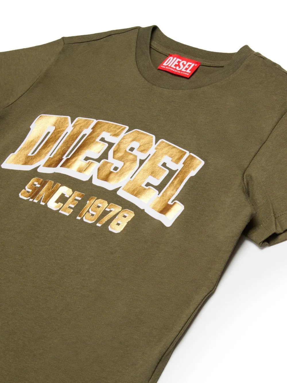 Diesel Kids Katoenen T-shirt met logoprint Groen