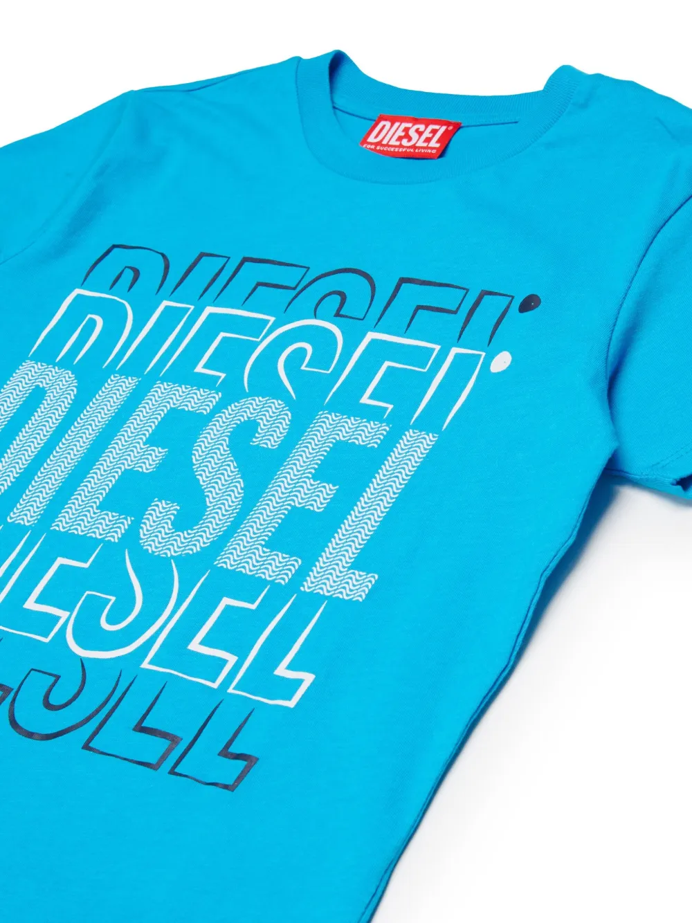 Diesel Kids Katoenen T-shirt met logoprint Blauw