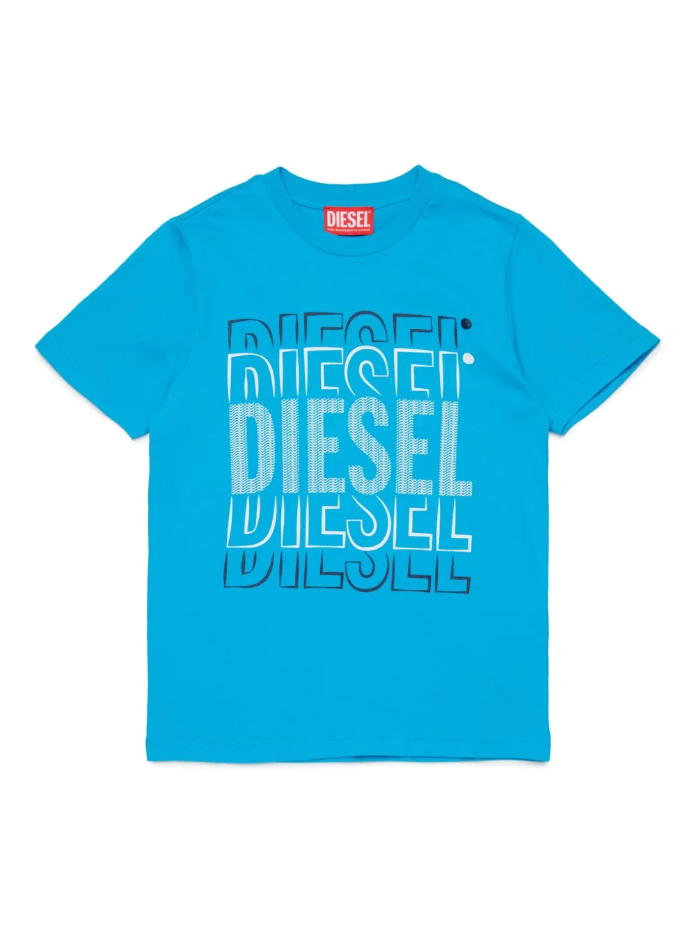 Diesel Kids Katoenen T-shirt met logoprint Blauw