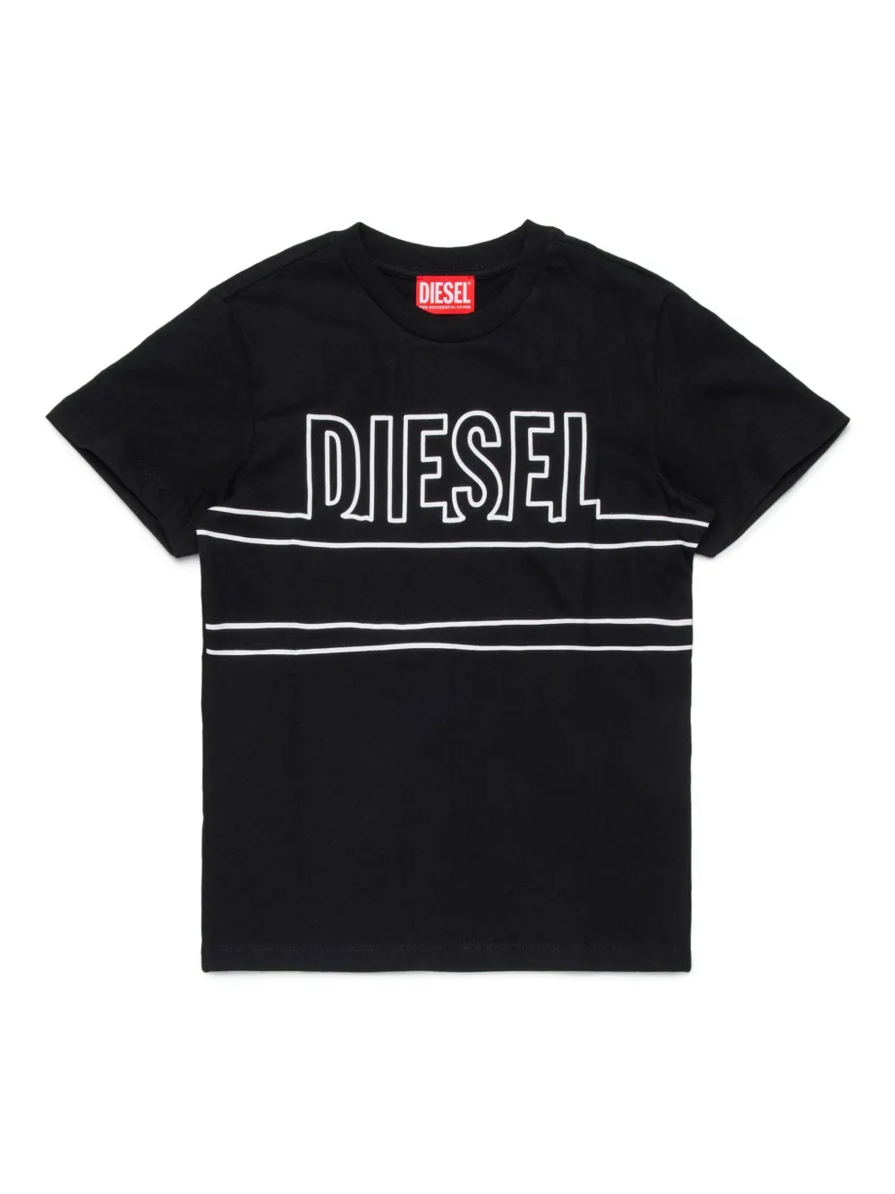 Diesel Kids Katoenen T-shirt met logoprint Zwart