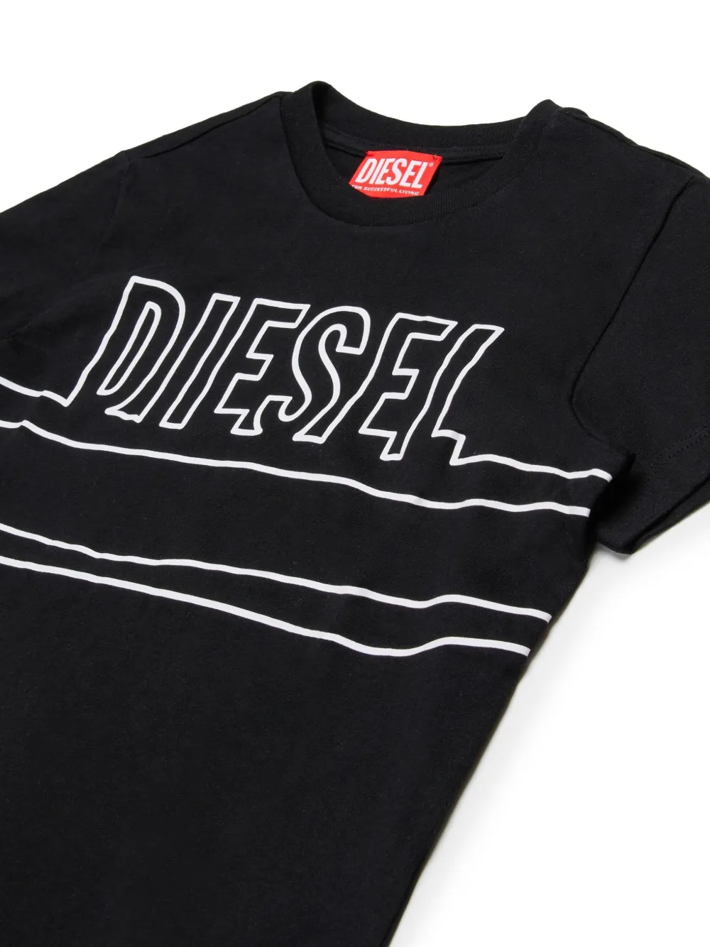 Diesel Kids Katoenen T-shirt met logoprint Zwart