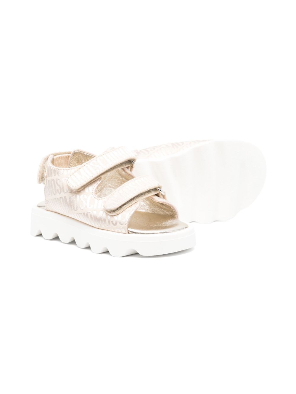 Moschino Kids Sandalen met logo jacquard Beige