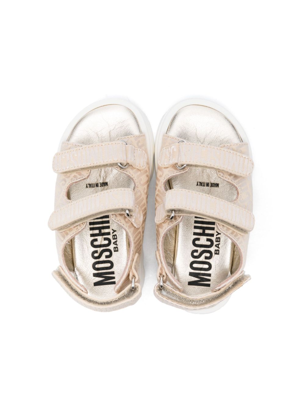 Moschino Kids Sandalen met logo jacquard Beige