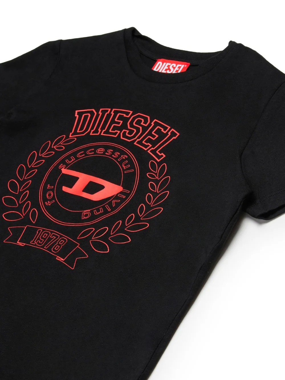 Diesel Kids T-shirt met geborduurd logo Zwart