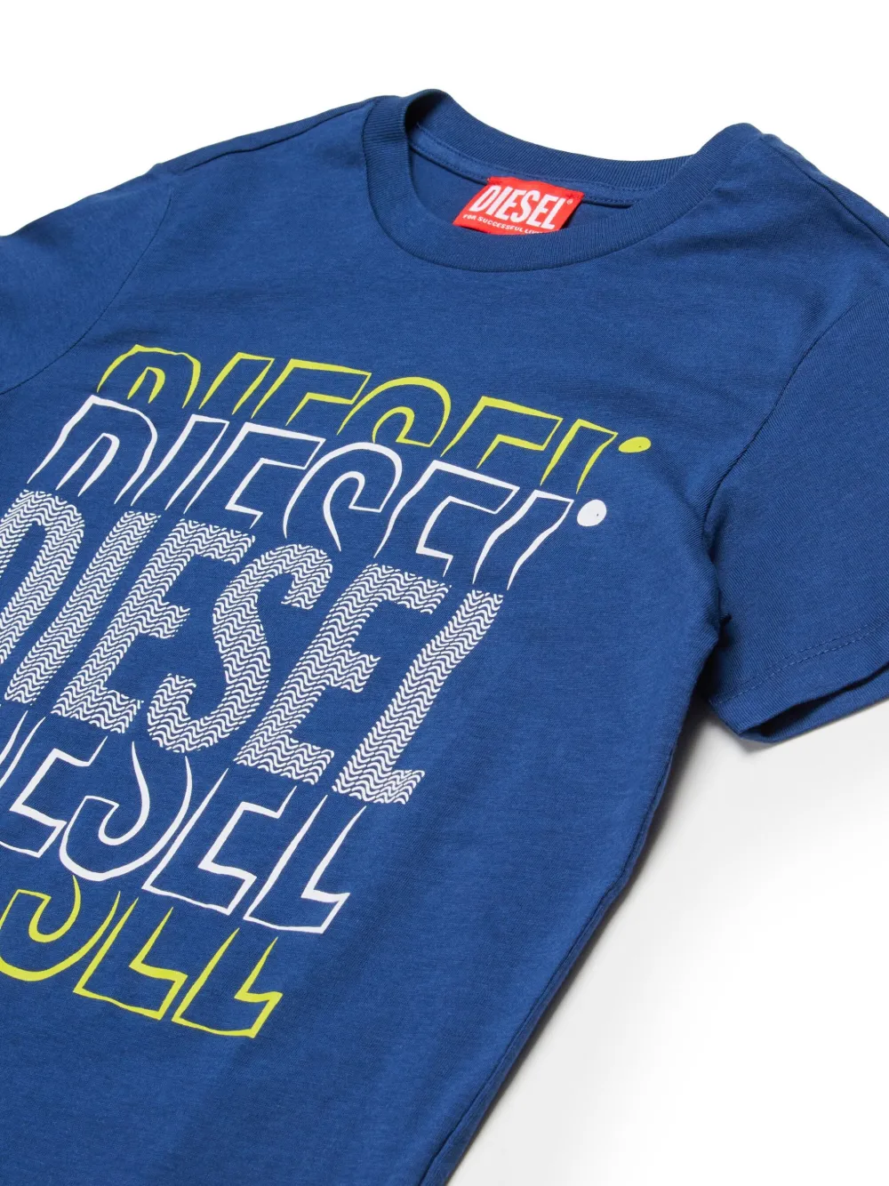 Diesel Kids Katoenen T-shirt met logoprint Blauw