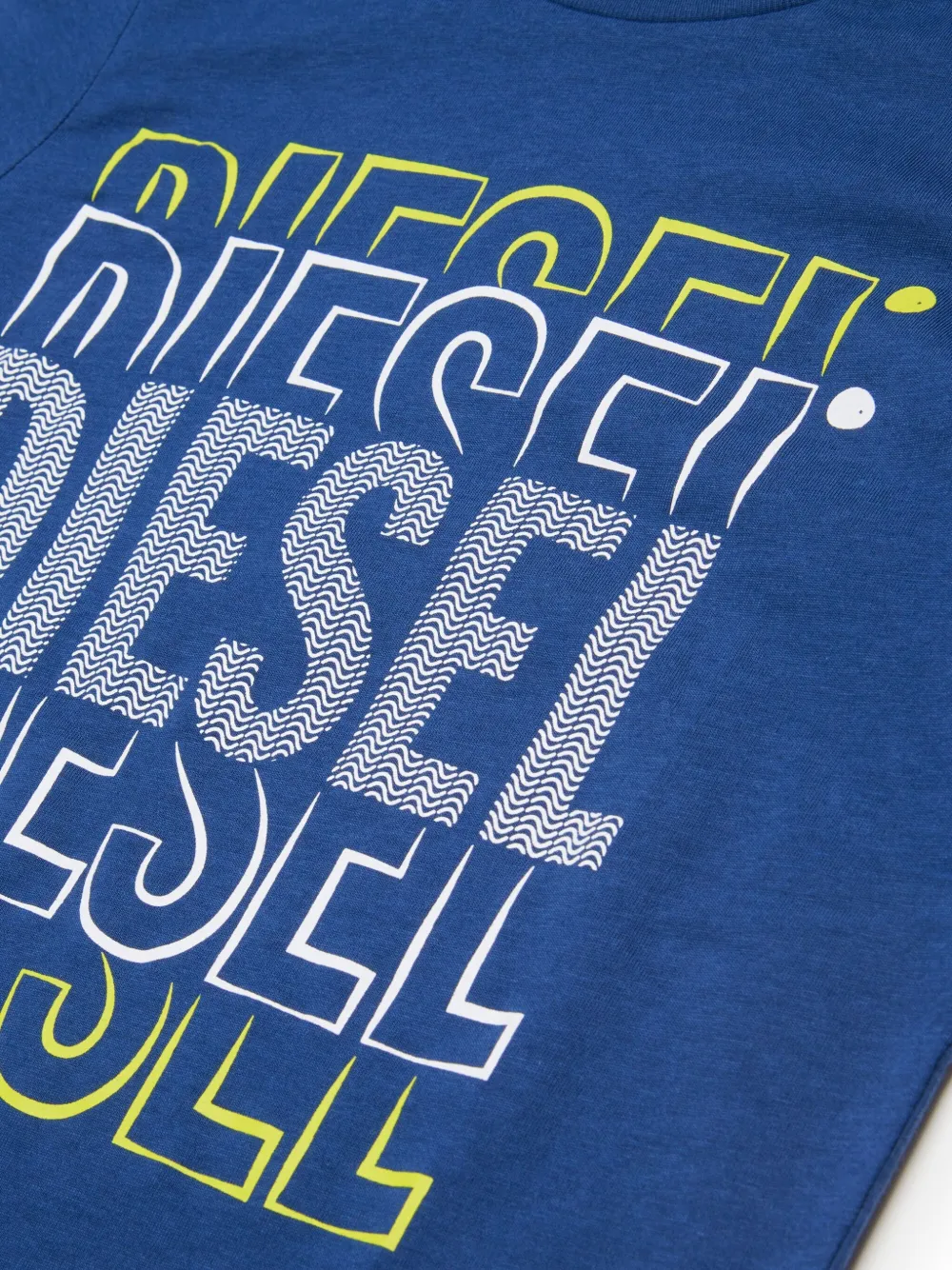 Diesel Kids Katoenen T-shirt met logoprint Blauw