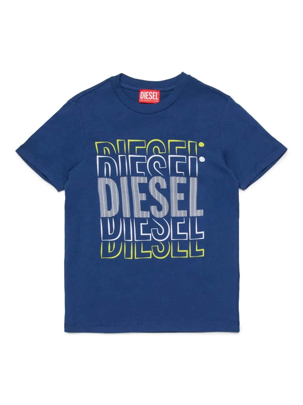 Diesel Kids Katoenen T-shirt met logoprint Blauw