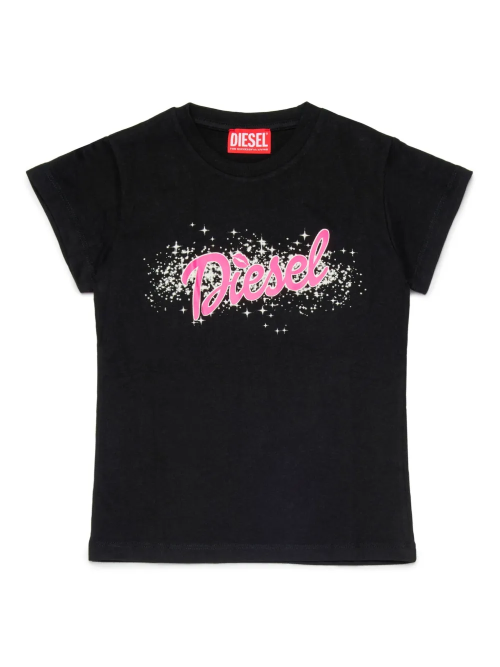 Diesel Kids Katoenen T-shirt met logoprint Zwart