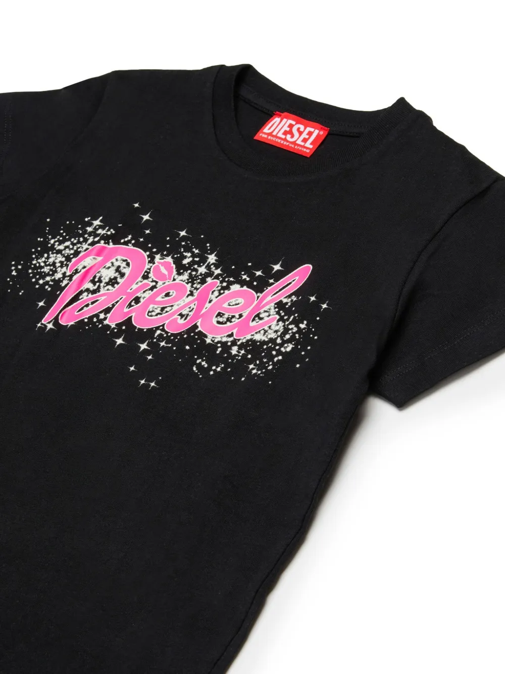Diesel Kids Katoenen T-shirt met logoprint Zwart