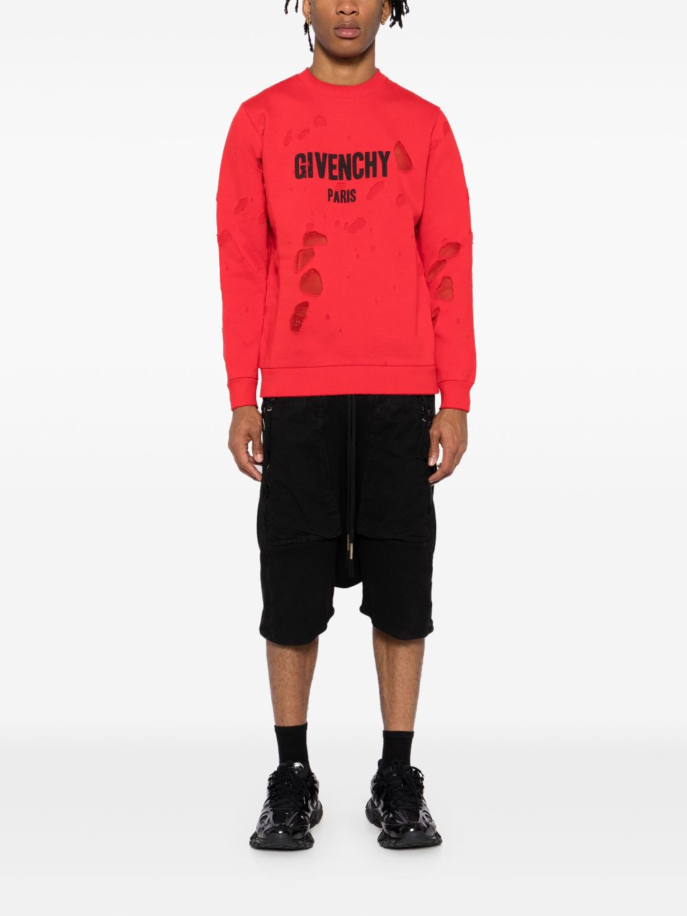 Givenchy distressed logo-print sweatshirts - Red