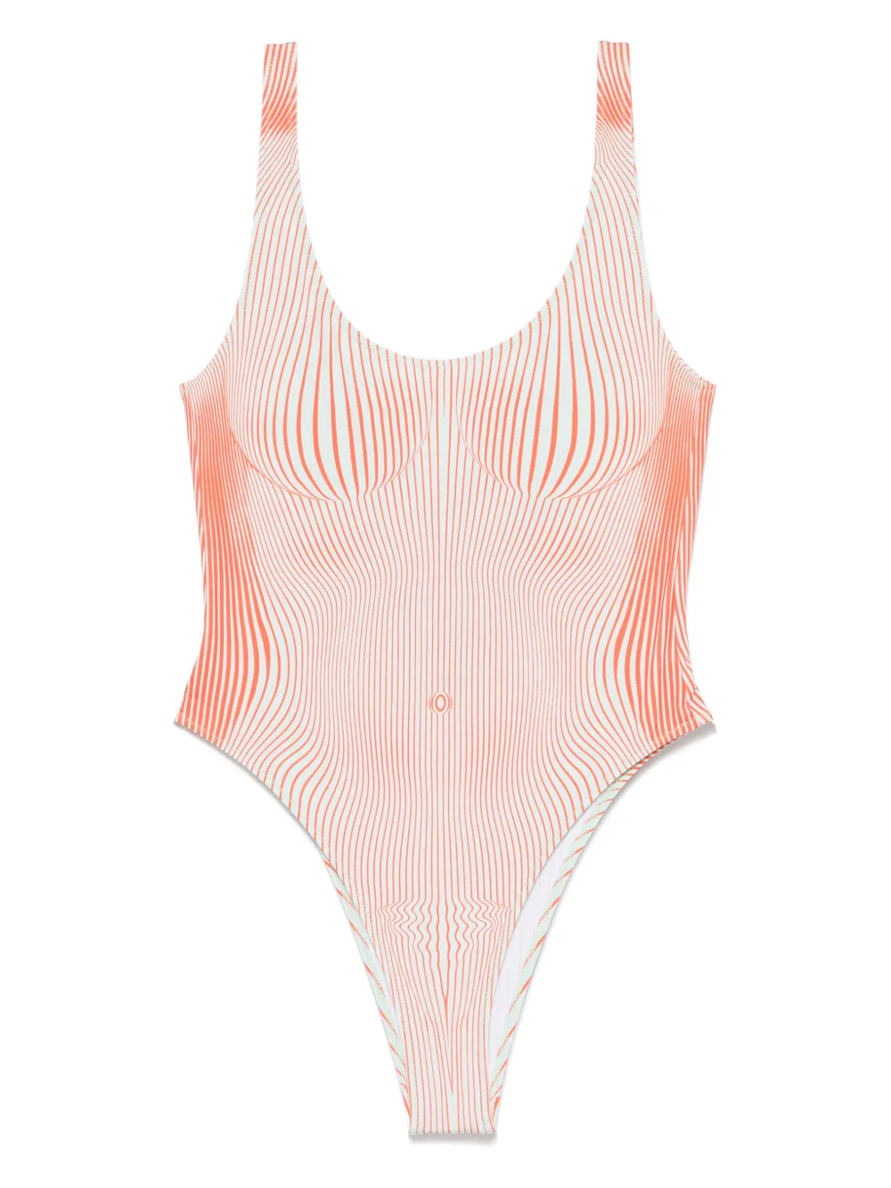 Shop Jean Paul Gaultier Pinstripe Body Morphing Swimsuit In Green