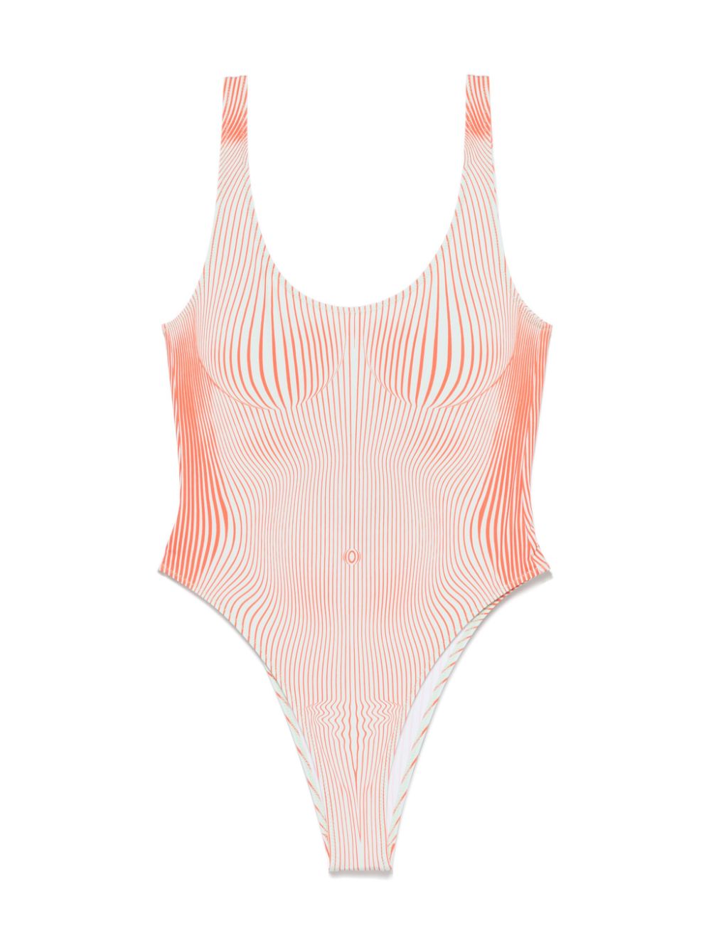 Jean Paul Gaultier Pinstripe Body Morphing swimsuit Groen