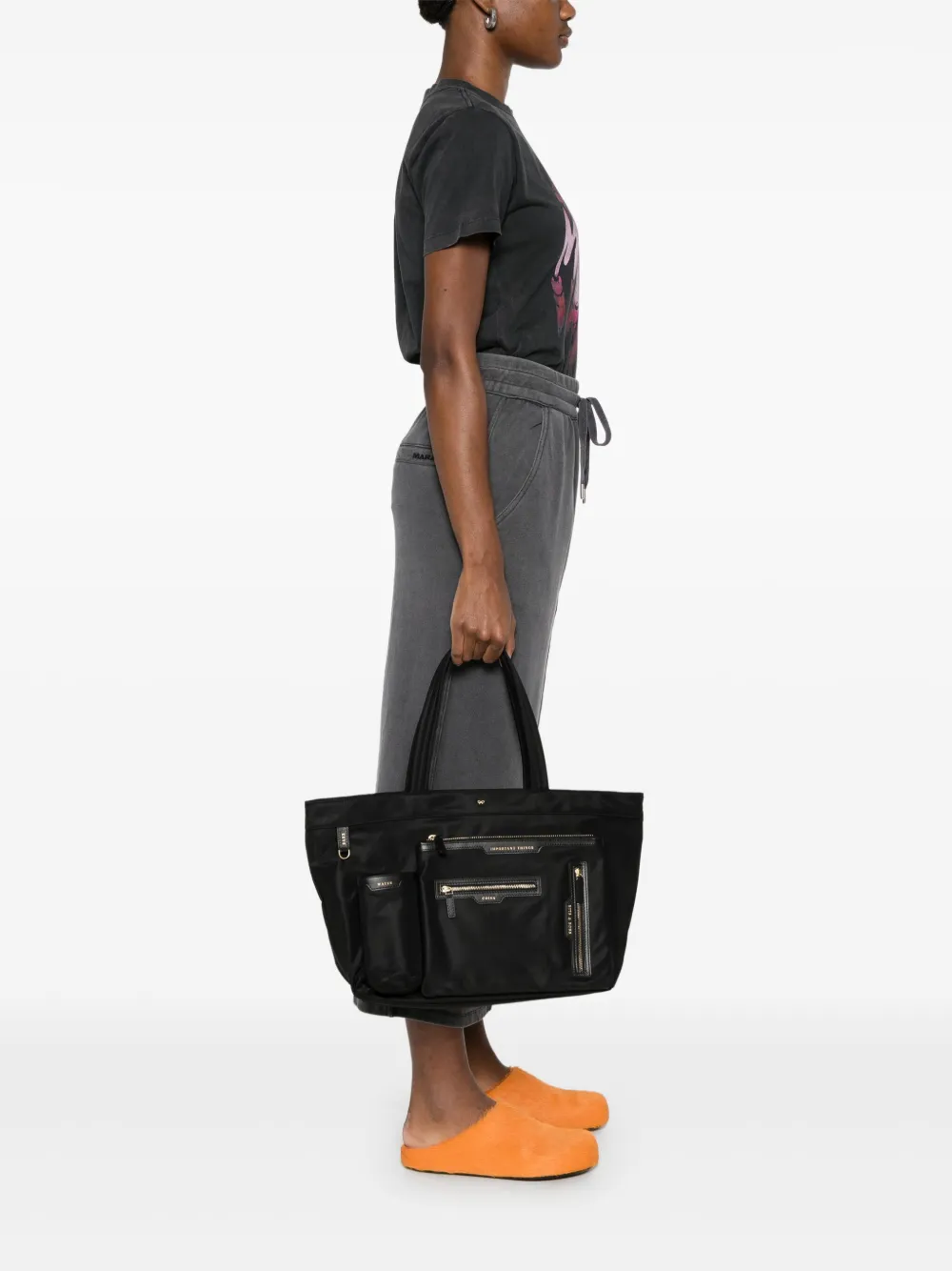 Anya Hindmarch E/W shopper met meerdere zakken - Zwart