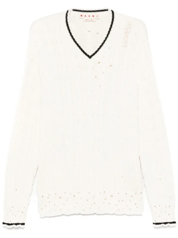 Marni アイボリー Vネックセーター Marni Vネック セーター | ニュートラル | FARFETCH JP